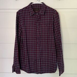 Jachs Men's Checkered Shirt, Burgundy and Navy, Men’s M